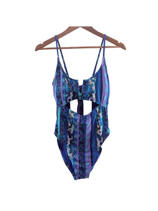 Lucky Brand Other - NWT Lucky Brand V-Neck Mixed Media Multi Print Cut Out One Piece Swimsuit Size L